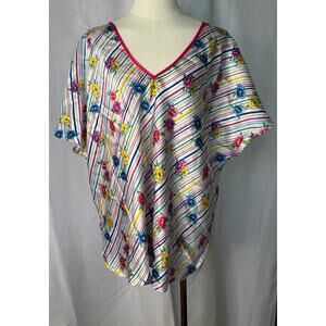 Vintage Silky Bat WIng V Neck Blouse